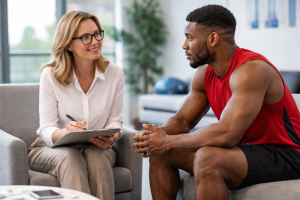 Counseling session in a modern office