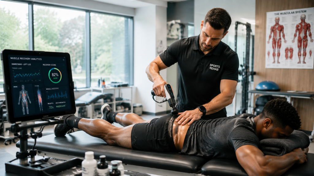 Modern sports rehab therapy session